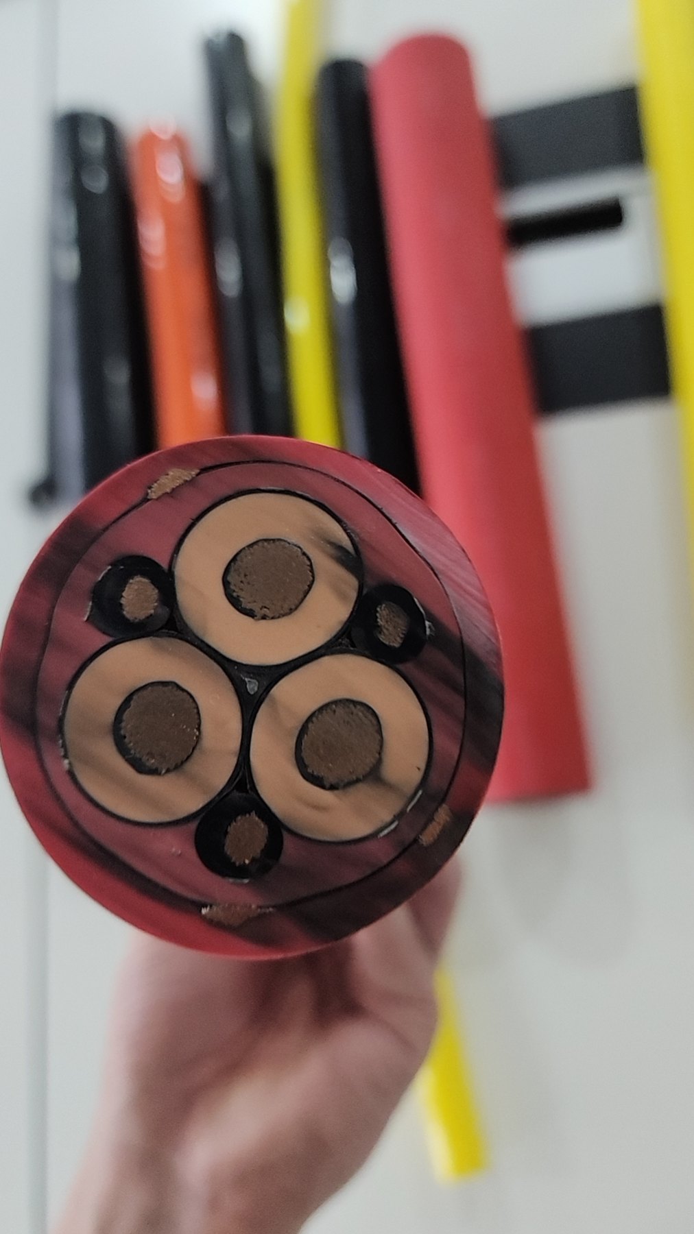 Red specialty cable cross section