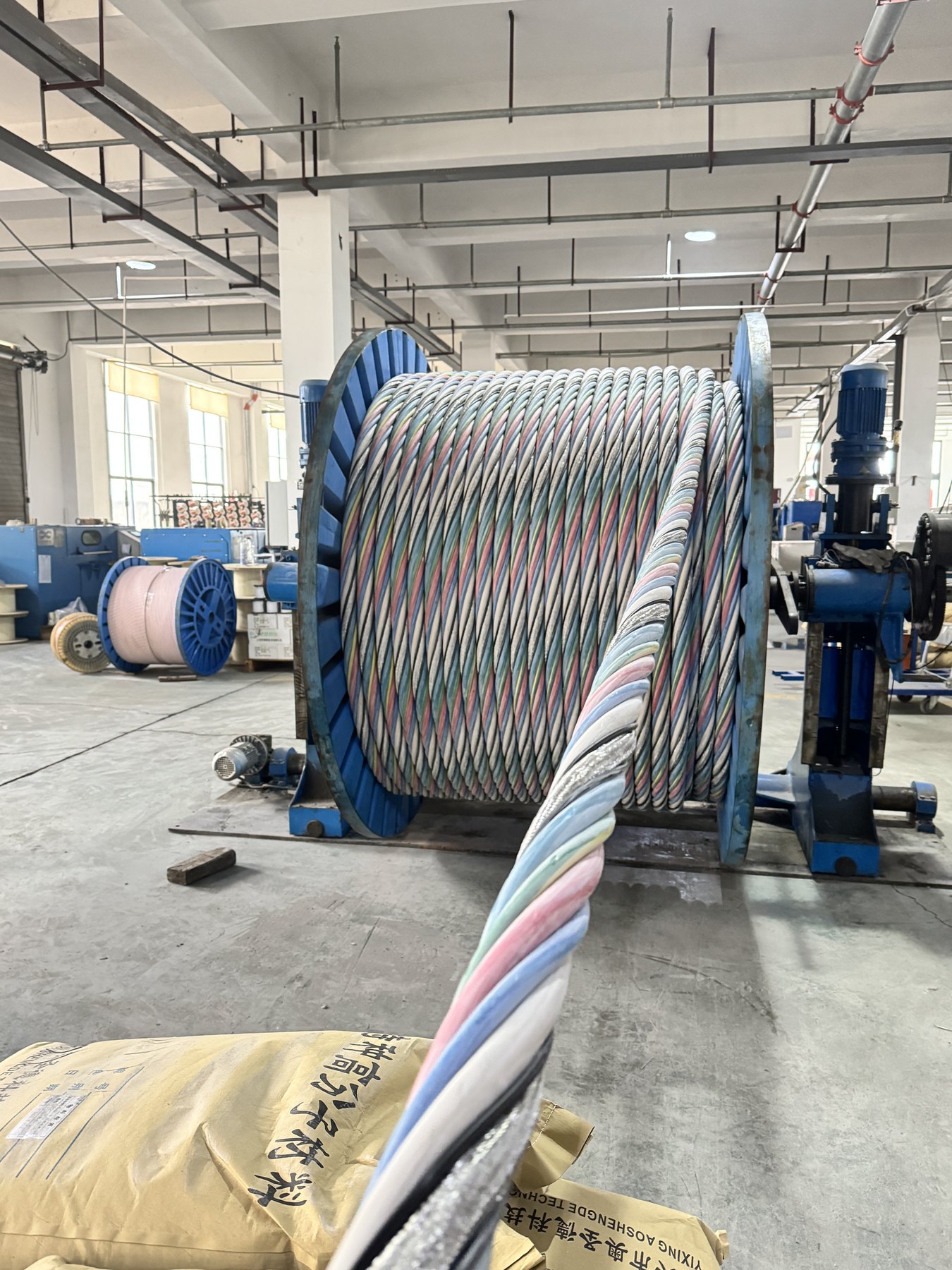 Reeling cable production in workshop